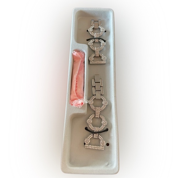 Joyozy Fashion Watch Bands Silver toned encrusted with Rhinestone Accents - Picture 9 of 10